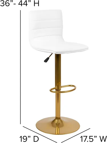 Miniatura 3 de Flash Furniture Vincent - Taburetes de bar modernos de vinilo ajustables en altura, elegantes taburetes giratorios de altura de barra