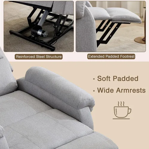 Miniatura 8 de LOUVIXA Silla reclinable eléctrica para personas mayores con calor y masaje, silla reclinable para sala de estar con posición infinita y bolsillo