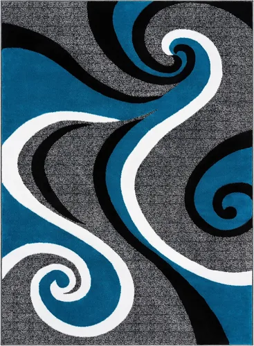 Miniatura 3 de Alfombra con diseño abstracto, color rojo, blanco y negro 0327, Polipropileno, Turquoise