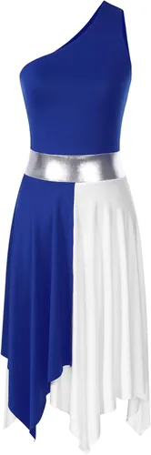 Miniatura 129 de easyforever Vestido de baile sin mangas con bloques de color para mujer, alabanza litúrgica, ropa de baile lírico, vestido de bata de adoración