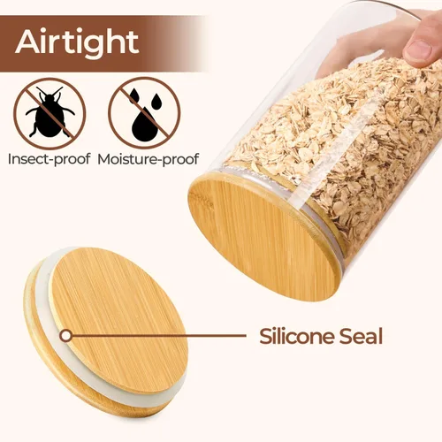 Miniatura 7 de ComSaf - Juego de 3 recipientes de almacenamiento de pasta de espagueti de vidrio con tapas, 2 cuartos de galón, recipiente alto hermético