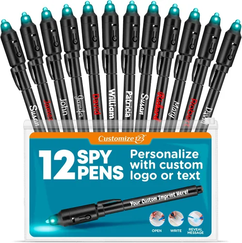 Paquete de marcadores de tinta invisible que desaparecen personalizados, escritor de mensajes secretos personalizados con luz UV, diversión para
