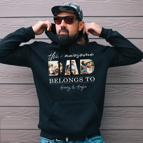 Miniatura 3 de Regalos para papá, regalos navideños personalizados para papá de hija e hijo, camisassudaderas personalizadas con fotos