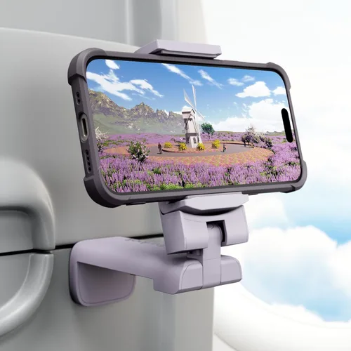 Miniatura 7 de Klearlook - Paquete de 2 soportes universales para teléfono de avión, rotación de 360 grados, soporte de teléfono esencial de viaje para escritorio