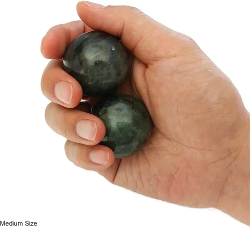 Miniatura 2 de Top Chi Bolas de labradorita Baoding para terapia de manos, ejercicio y alivio del estrés (mediano de 1.6 pulgadas)