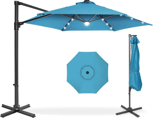 Miniatura 21 de Best Choice Products - Paraguas solar LED de 10 pies para colgar en el mercado o patio Gris