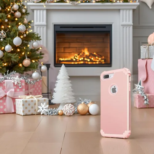 Miniatura 2 de IDweel Funda para iPhone 8 Plus, para iPhone 7 Plus con Protector de Pantalla, 3 en 1 Híbrida Resistente a Golpes de Servicio Pesado Protección Oro