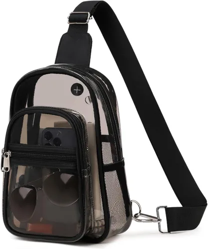 MOONBABY Bolsa transparente para eventos en estadios, mochila transparente para mujer, impermeable, de poliuretano termoplástico, riñonera cruzada |
