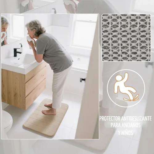 Miniatura 5 de Yimobra Tapete de baño de espuma viscoelástica, súper suave, absorbente, antideslizante, de secado rápido, lavable a máquina, tapete para bañera