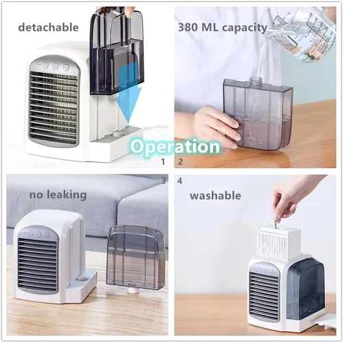 Miniatura 6 de Mini enfriador de aire personal, enfriadores compactos USB, enfriador de ventilador portátil con tanque de agua, para el hogar, oficina, dormitorio