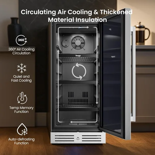 Miniatura 5 de Yeego Refrigerador de bebidas de 15 pulgadas, enfriador de bebidas para 100 latas con bloqueo y descongelación automática, nevera de bebidas