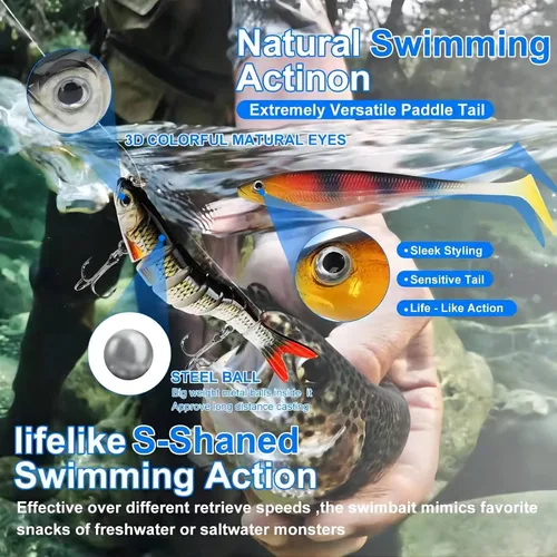 Miniatura 2 de Kit de caja de aparejos de pesca, incluye señuelo animado, crankbaits, spinnerbaits, gusanos de plástico suave, señuelos de agua superior, ganchos