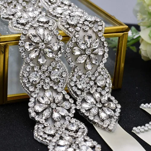 Miniatura 45 de azaleas Cinturón de boda fino de cristal para mujer, cinturón de novia para boda, dama de honor, accesorios de vestido de niña de las flores, 16