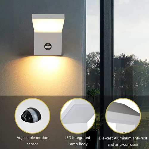 Miniatura 2 de Accesorios de luz al aire libre con sensor de movimiento, montaje en pared, aplique de pared exterior, luz de porche, luces de garaje, luces