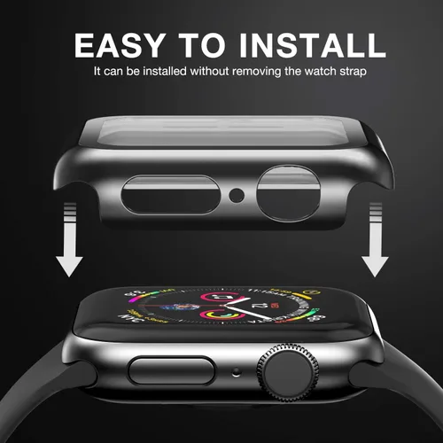 Miniatura 4 de Funda compatible con Apple Watch de 1 37⁄64 pulgadas (40 mm), serie 6/5/4/SE, con protector de pantalla de vidrio templado integrado, carcasa Negro