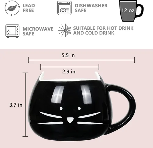 Miniatura 3 de Koolkatkoo Juego de tazas de café con diseño de gato lindo para niñas y mujeres, tazas de cerámica para parejas de gatitos para amantes