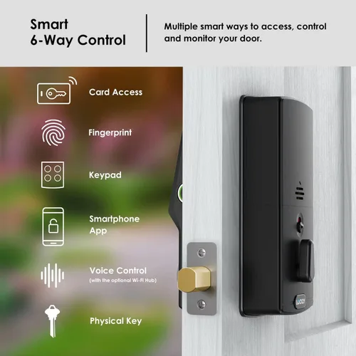 Miniatura 6 de Lockly Secure Plus - Cerradura de puerta inteligente, entrada sin llave con huella digital y tarjeta RFID, teclado PIN Genie, control