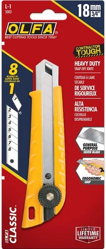 Miniatura 6 de OLFA 18mm Cuchillo multiusos de alta resistencia (L-1) - Cuchillo de corte de profundidad personalizada multiusos con mango ergonómico y cuchilla