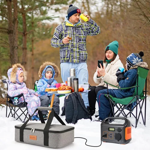 Miniatura 8 de Calentador de Alimentos Eléctrico Transportador de Cazuela - Bolsa de Almuerzo Grande con Calefacción para Coche Camión, 12V/24V/110V, Termo