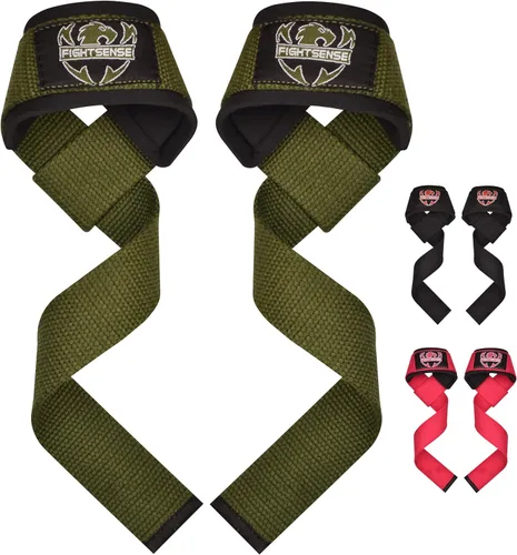 FIGHTSENSE - Correas de elevación para levantamiento de pesas, correas de muñeca de gimnasio para hombres y mujeres, correas de levantamiento de