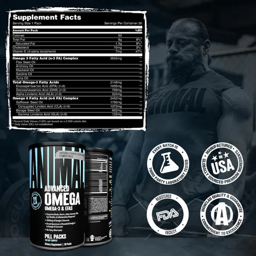 Miniatura 6 de Animal Advanced Ácidos grasos Omega 3 - 3500 mg EPA DHA Aceite de pescado Omega 3 Suplemento para mujeres y hombres Mezcla de alta potencia con CLA