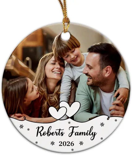 Miniatura 13 de Adorno de Navidad con foto personalizada 2025 para la familia, aniversario como el señor y la señora abuelos, carga cualquier imagen, cualquier foto