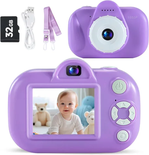 Miniatura 14 de MAVOKIS Cámara digital para niños de 3 a 8 años, cámara 1080P para niños con tarjeta SD de 32 GB, juguetes para niñas de 6 a 9 años, regalos