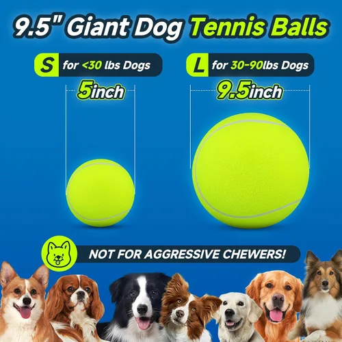Miniatura 2 de HETOO Pelotas de Tenis Gigantes para Perros: Juguetes para Perros Grandes de 9.5 Pulgadas - Pelotas de Juguetes para Perros de Pastoreo al Aire