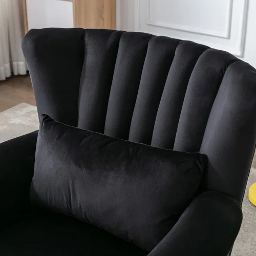 Miniatura 5 de CHAIRUS - Silla decorativa moderna de mediados de siglo con respaldo de canal, cómoda silla de sofá individual, silla con reposabrazos y almohada