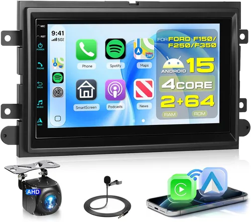 Radio de coche Android de 4 núcleos 2G+64G estéreo para Ford F150/F250/F350 con DSP Carplay inalámbrico Android Auto, Sellrich 7 pulgadas IPS