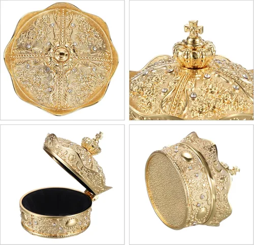 Miniatura 7 de Hipiwe Joyero antiguo con diseño de corona del tesoro, caja de almacenamiento para recuerdos, regalo para mujeres