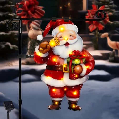 Miniatura 10 de Bandera de Navidad iluminada para jardín de 22 x 13, 8 modos de doble cara, decoraciones solares de Navidad al aire libre con bandera LED