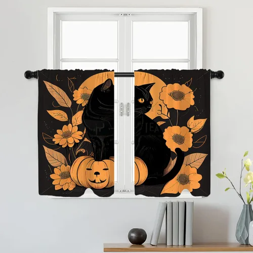 Miniatura 107 de Batmerry Silueta de hombre y niño, marco en forma de corazón con figuras, tratamiento de ventana, cortina corta de cocina multicapa de poliéster