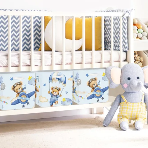 Miniatura 4 de Clastyle 3 unidades de almacenamiento de cubos de animales de ensueño, caja plegable Kallax para estantes, cestas de almacenamiento para padres, Oso