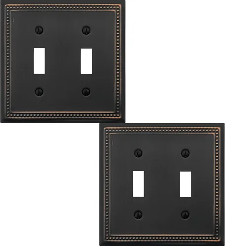 Miniatura 66 de OKAWYC Cubierta de Interruptor de Luz de Tomacorriente Dúplex Individual Belaire de Metal con Cuentas para Pared, Paquete de 4 Latón Antiguo 1 Gang