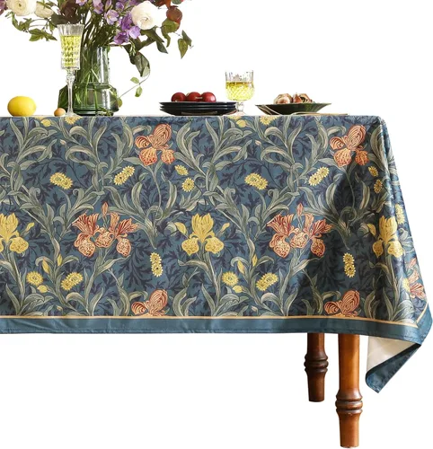 Miniatura 40 de patdrea - Mantel de lino floral, grueso, decorativo y francés para mesas rectangulares o cuadradas, para cocina y comedor, 55 x 79 pulgadas