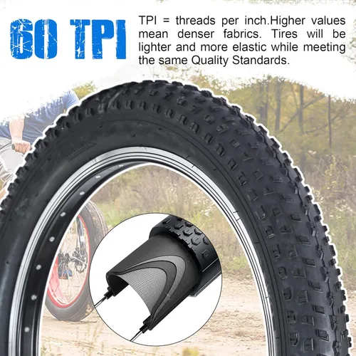 Miniatura 5 de Neumático de bicicleta Fat Bike de 20 x 3 pulgadas, compatible con neumático de bicicleta de montaña y bicicleta de playa Agarre fuerte (1 neumático)