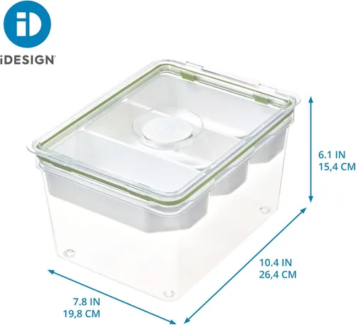 Miniatura 4 de iDesign The Fresh Collection - Contenedor de almacenamiento grande y alto para productos con 3 divisores móviles, 7.85 pulgadas de largo x 10.5