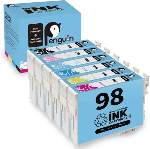 Penguin Paquete de 6 cartuchos de tinta remanufacturados T098 para impresoras Epson 98 T098 usados para impresora Artisan 730 810 725 700 710 725