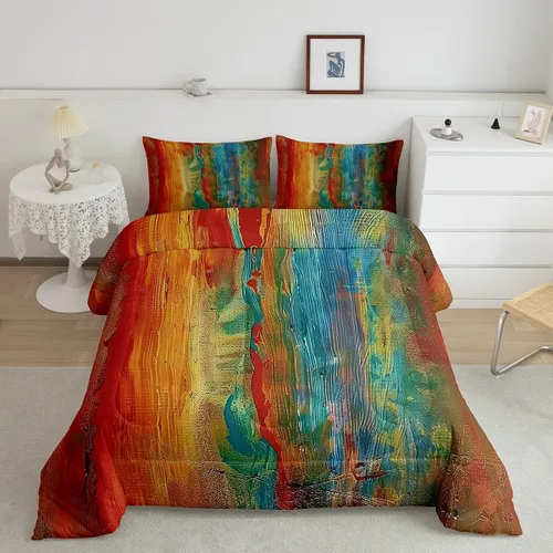 Miniatura 20 de Erosebridal Juego de edredón abstracto amarillo, tamaño King, juego de ropa de cama gris acuarela gris, teñido anudado, degradado, grunge, Ombre 29