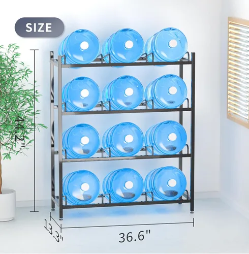 Miniatura 2 de Estante para jarra de agua de 12 bandejas, soporte para botellas de agua de 5 galones, soporte para botellas de agua de 5 galones de acero al