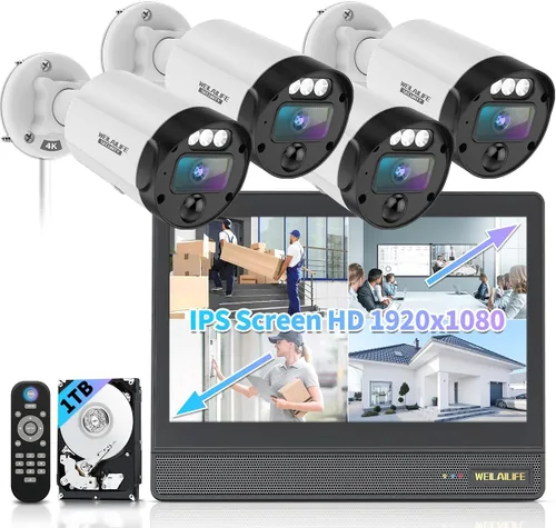 Miniatura 11 de Almacenamiento de 90 días y audio de 2 vías: sistema de cámara de seguridad con cable para exteriores, sistemas de cámara de seguridad con cable