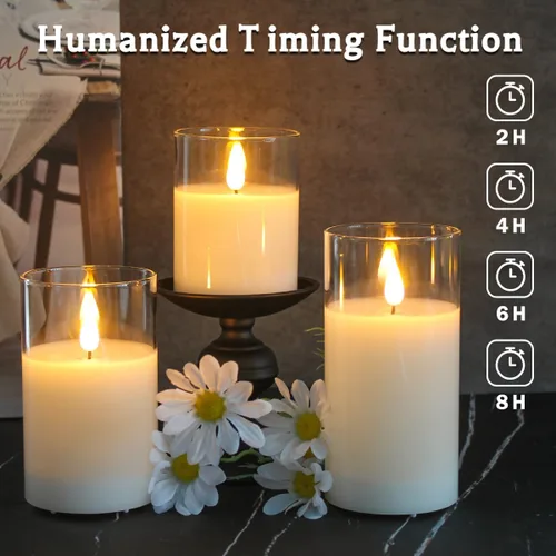 Miniatura 2 de LEDHOLYT Vela Recargable Sin Llama, Vela de Pilar LED Intermitente de Cera Real con Control Remoto y Temporizador, Mecha en Forma de Lágrima, Velas