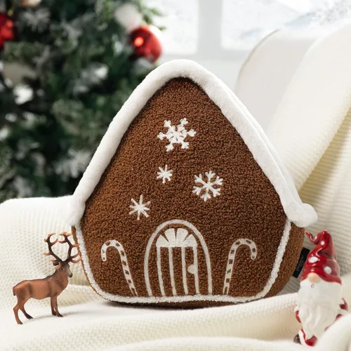 Miniatura 9 de Phantoscope Serie Gingerbread House - Cojín Decorativo de Feliz Navidad, Piel de Conejo Sintética Afelpada Bordada Teddy Sherpa Casa de Jengibre