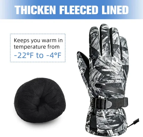 Miniatura 3 de Guantes de esquí de invierno con pantalla táctil, guantes de nieve impermeables para hombres y mujeres, guantes de snowboard cálidos para motos