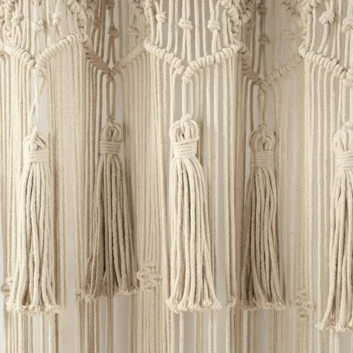 Miniatura 6 de Lush Decor Panel Individual de Cortina de Ventana de Algodón con Borlas de Macramé Boho 40" An x 84" L Neutro - Cortinas de Macramé para Ventanas
