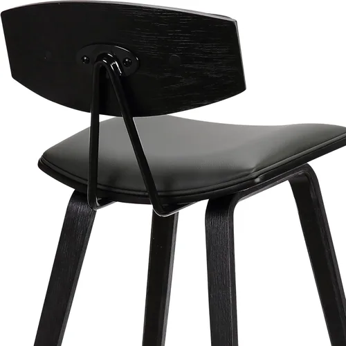 Miniatura 13 de Armen Living Fox - Taburete de bar moderno de mediados de siglo de piel sintética gris y madera negra de 25.5 pulgadas Piel sintética gris/negro