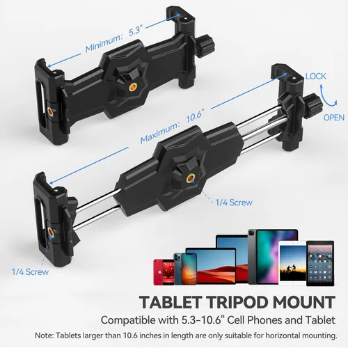 Miniatura 8 de KDD Adaptador de trípode para iPad y teléfono con cabeza esférica, soporte para iPad para trípode, soporte giratorio de 360 grados para tableta