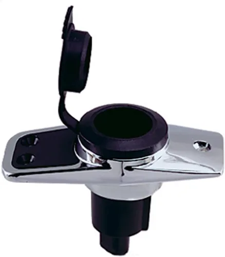 Perko 1060PB0DP Base de luz enchufable de 2 pines cromada con rastrillo de 5° - Base de 3.75" x 1.75", negro