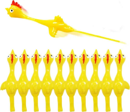 Miniatura 10 de Slingshot Pollo de goma Pollo Flick Pollo Volador Flingers Stress Gag Toys Stress Gag Toys, tirachinas de pollo de goma, divertidos rellenos